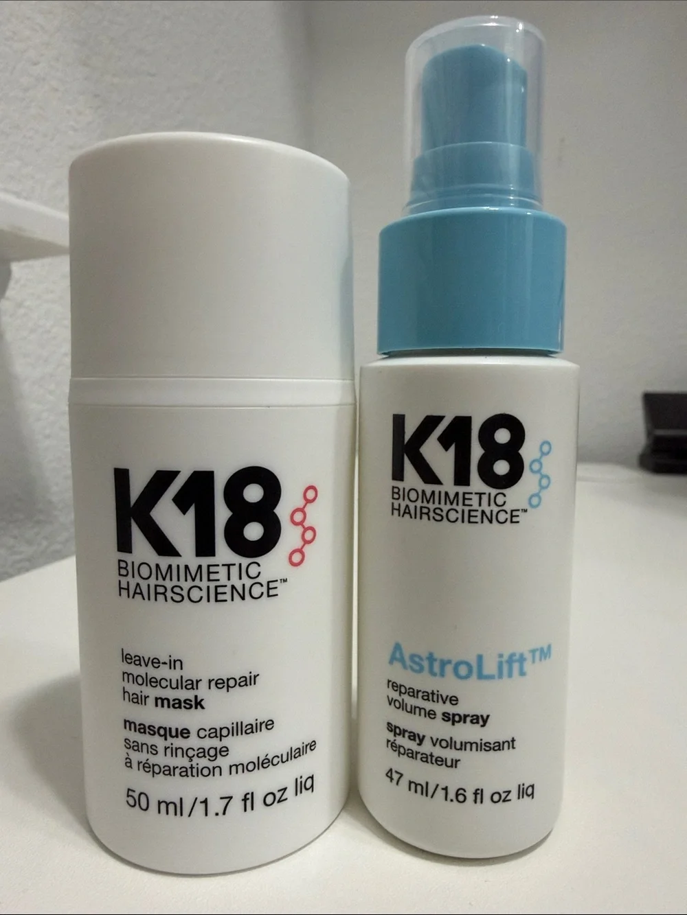 K18 AstroLift Reparative Volume Spray & K18 Leave-In Repair Mask